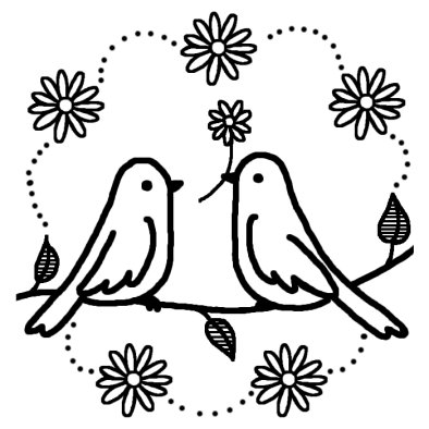 カップル2 愛鳥週間 春の季節 5月の行事 無料 白黒イラスト素材