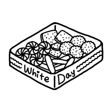クッキー2 ホワイトデー 春の季節 3月の行事 無料 白黒イラスト素材