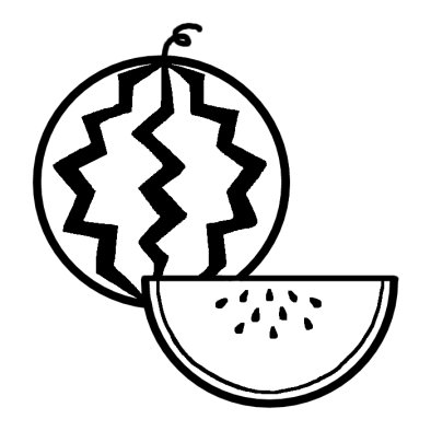 スイカ1 夏の食べ物 夏のイラスト 無料 白黒イラスト素材