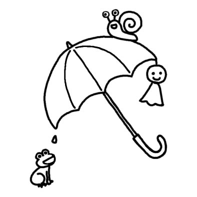 雨傘 梅雨 夏の季節 6月の行事 無料 白黒イラスト素材