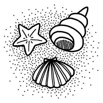 貝 海の生き物 夏のイラスト 無料 白黒イラスト素材