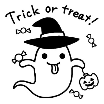 Trick Or Treat タイトル ハロウィン 秋のイラスト 無料 白黒イラスト素材