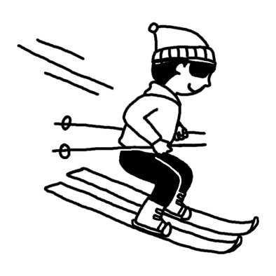 スキー2 冬のスポーツ 冬の季節 行事 無料 白黒イラスト素材
