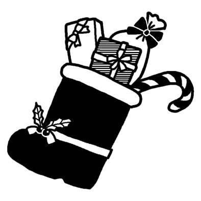 ブーツ クリスマス 12月の行事 冬の季節 無料 白黒イラスト素材