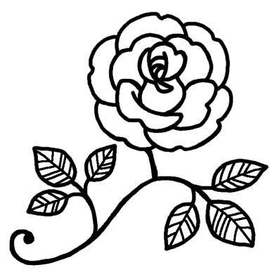 バラ1 バラ 薔薇 花 無料 白黒イラスト素材