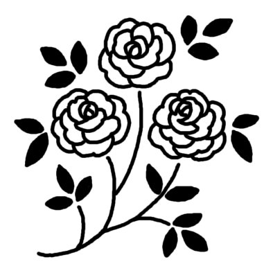 バラ3 バラ 薔薇 花 無料 白黒イラスト素材