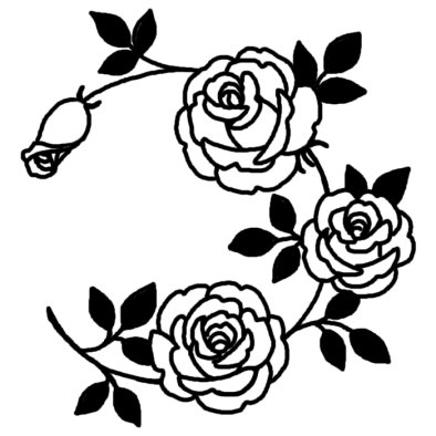 バラ6 バラ 薔薇 花 無料 白黒イラスト素材