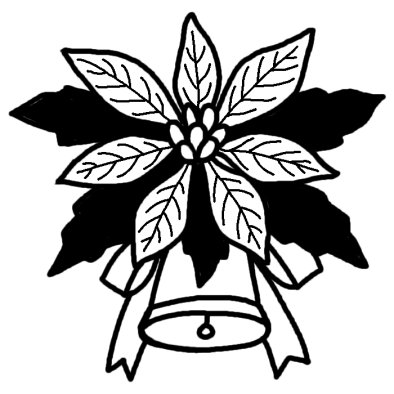 ポインセチア1 ポインセチア シクラメン 冬の花 無料 白黒イラスト素材