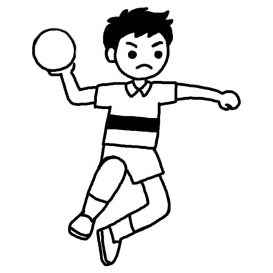 ハンドボール2 スポーツ 球技 人物 無料 白黒イラスト素材