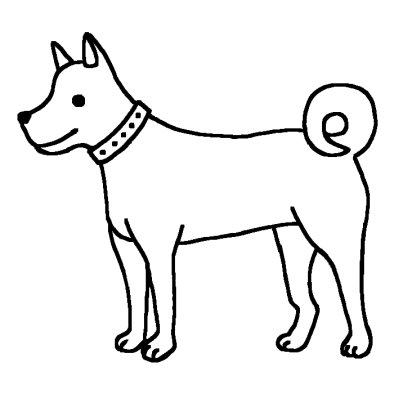 イヌ 犬 1 動物 無料 白黒イラスト素材