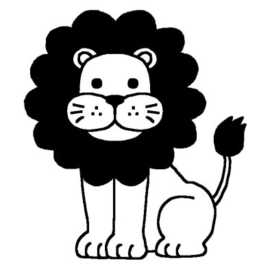 ライオン1 動物 無料 白黒イラスト素材