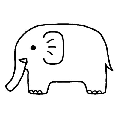 ゾウ 象 3 動物 無料 白黒イラスト素材