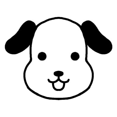 イヌ 犬 動物の顔 動物 無料 白黒イラスト素材
