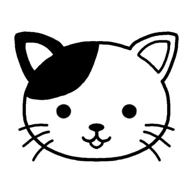 ネコ 猫 動物の顔 動物 無料 白黒イラスト素材