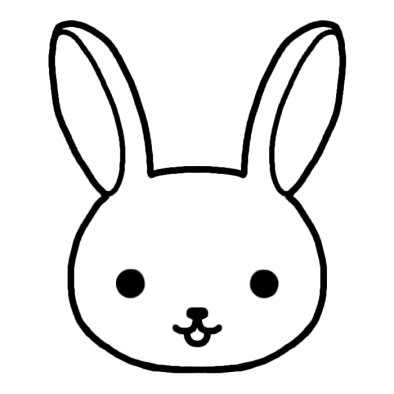 ウサギ 兎 動物の顔 動物 無料 白黒イラスト素材