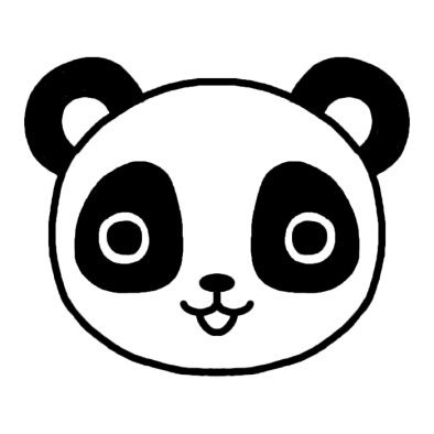 パンダ 動物の顔 動物 無料 白黒イラスト素材