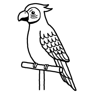 オウム1 鳥 動物 無料 白黒イラスト素材