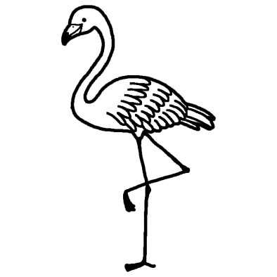 フラミンゴ 鳥 動物 無料 白黒イラスト素材