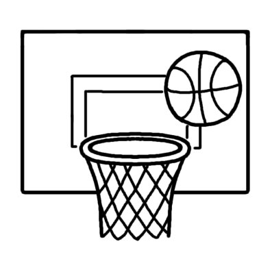 バスケットゴール バスケットボール 部活動 クラブ活動 運動 学校 無料 白黒イラスト素材
