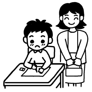 授業参観5 授業参観 夏の行事 学校 無料 白黒イラスト素材