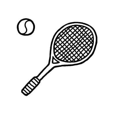 テニス4 テニス 卓球 部活動 クラブ活動 運動 学校 無料 白黒イラスト素材