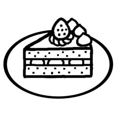 ショートケーキ1 スイーツ 料理 ミニカット 無料 白黒イラスト素材